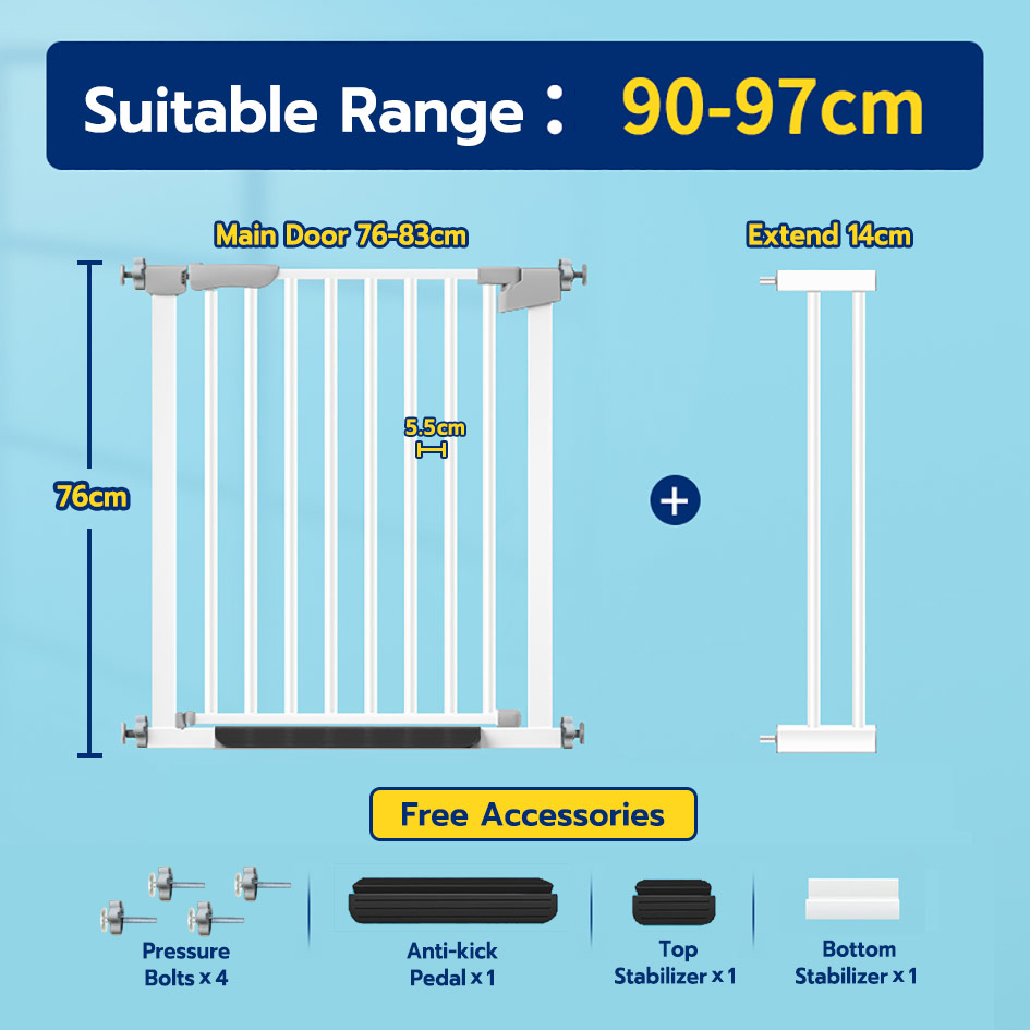 SIV Safety Gate Fence 70-153 CM for Kitchen Stairs to Protect Baby Children Infant and Pets
