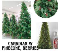 Christmas Tree w/ Red Berries Pine Tree  Metal frame Flowering tree Artificial Tree for Decor (4ft5ft6ft)