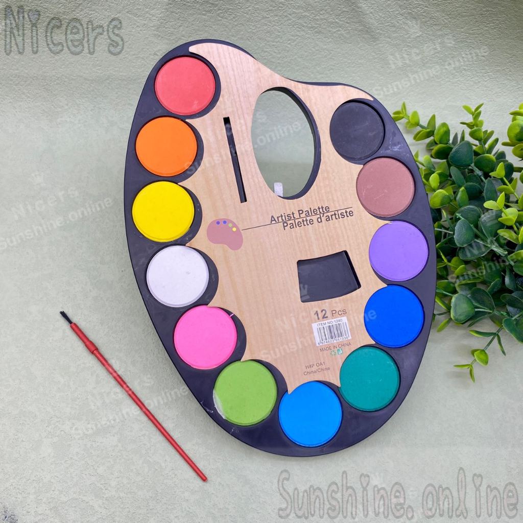 12 Color Kids Water Color Paint Design Painting Arts & Crafts Set with Brush