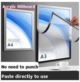 1pc File Display Frame Sign Holder A3 A4 Magnetic Picture Frame Creative Transparent PVC