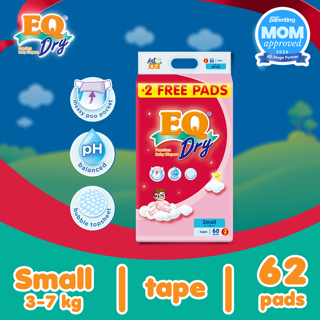 EQ Dry Small (3-7 kg) - 62 pcs x 1 pack (62 pcs) - Tape Diapers