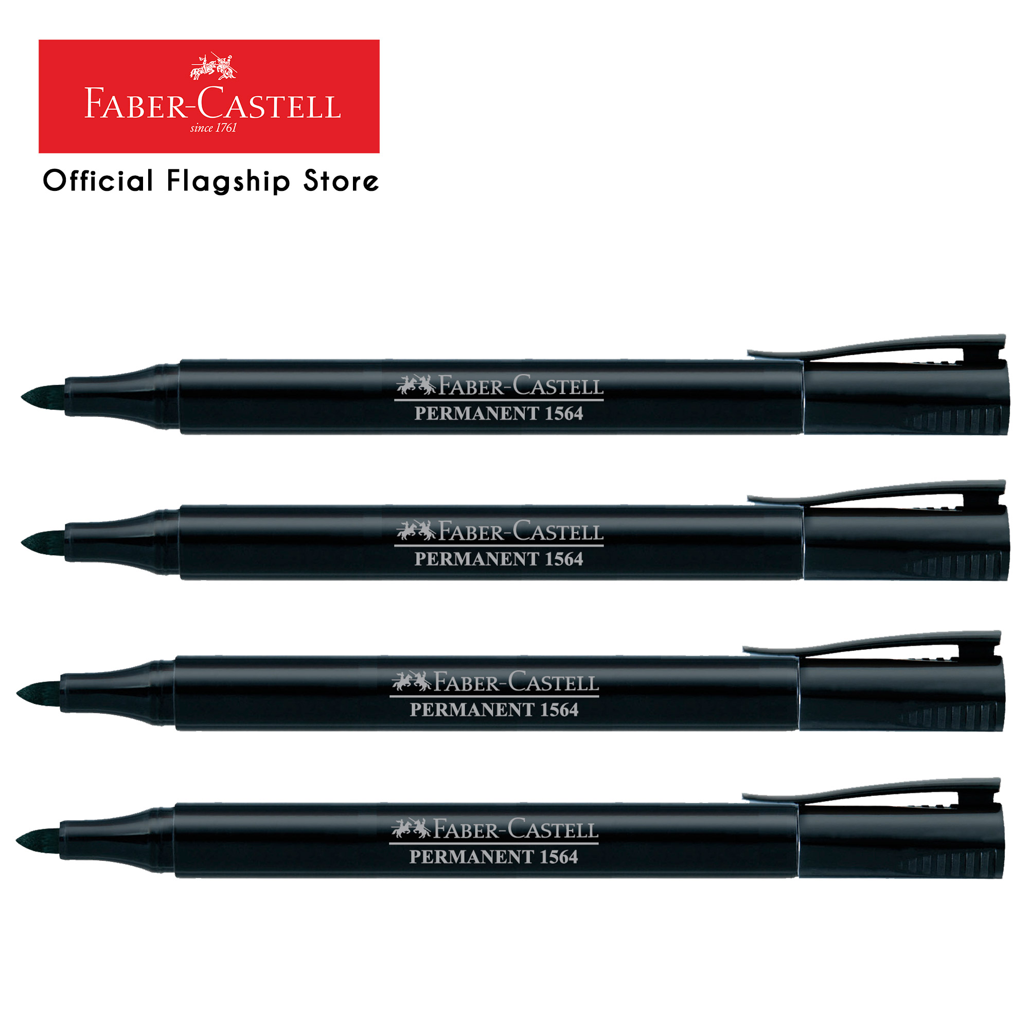 Faber-Castell Permanent Slim Marker 1564 Black 4PCS (SP1564A)