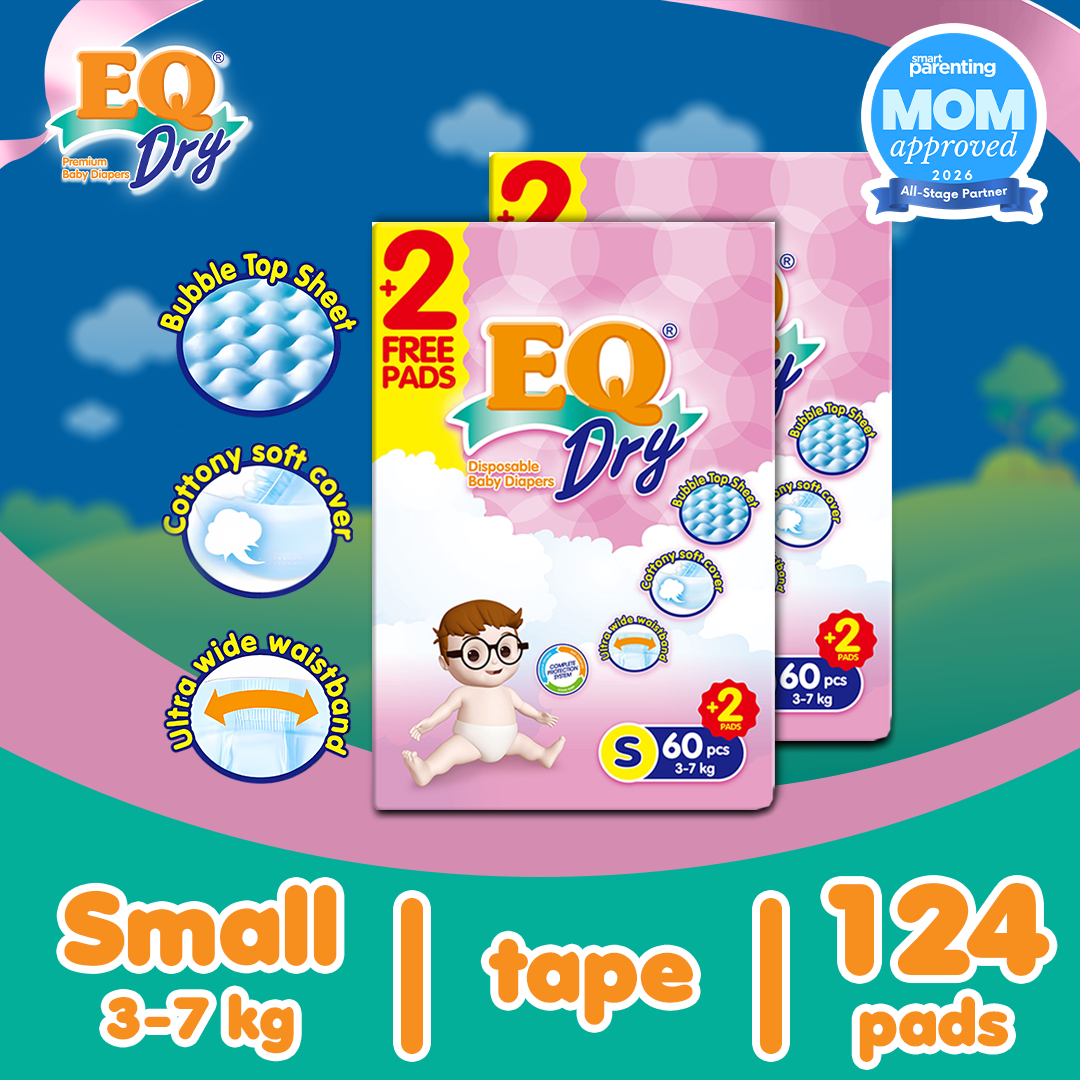 EQ Dry Small (3-7 kg) - 62 pcs x 2 packs (124 pcs) - Tape Diapers