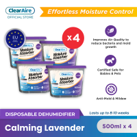 ClearAire Disposable Dehumidifier Activated Charcoal - Promo (500ml x 4) - Anti Mold Car Protection - Leather Protection - Humidity Control