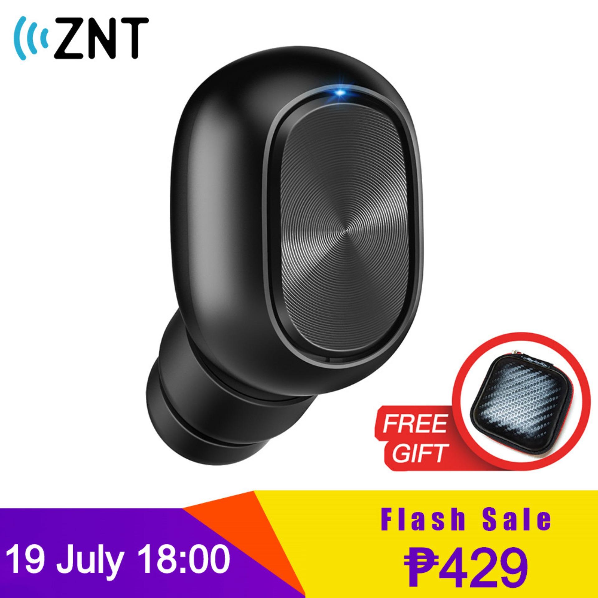 ZNT FIT Single Bluetooth Earphone Smallest Wireless In-Ear Earbud with Magnetic Charger-Black