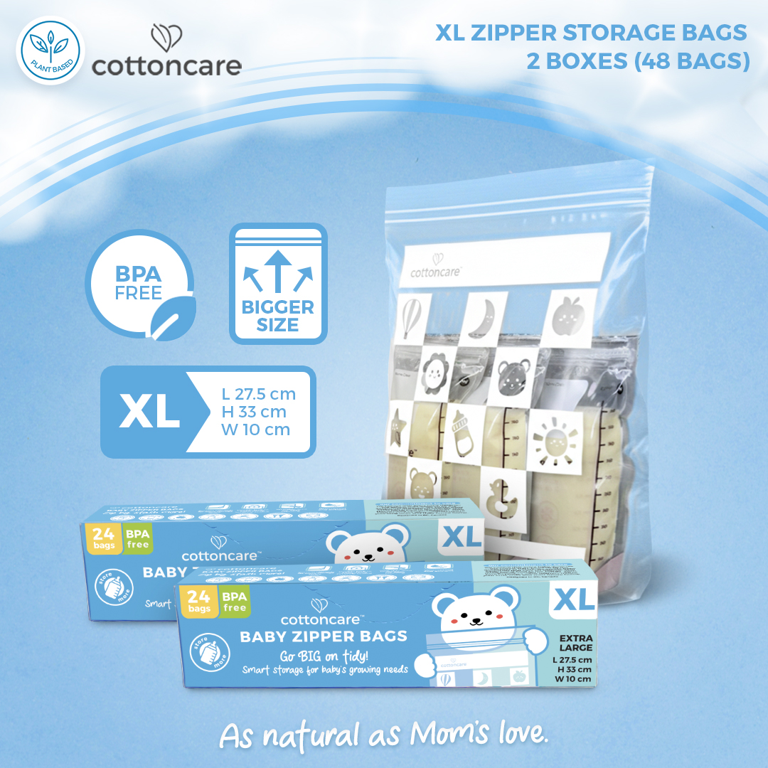 Cottoncare™ Extra-Large Zipper Bags Baby Infant Ziplock Plastic Breast Milk Bag Storage