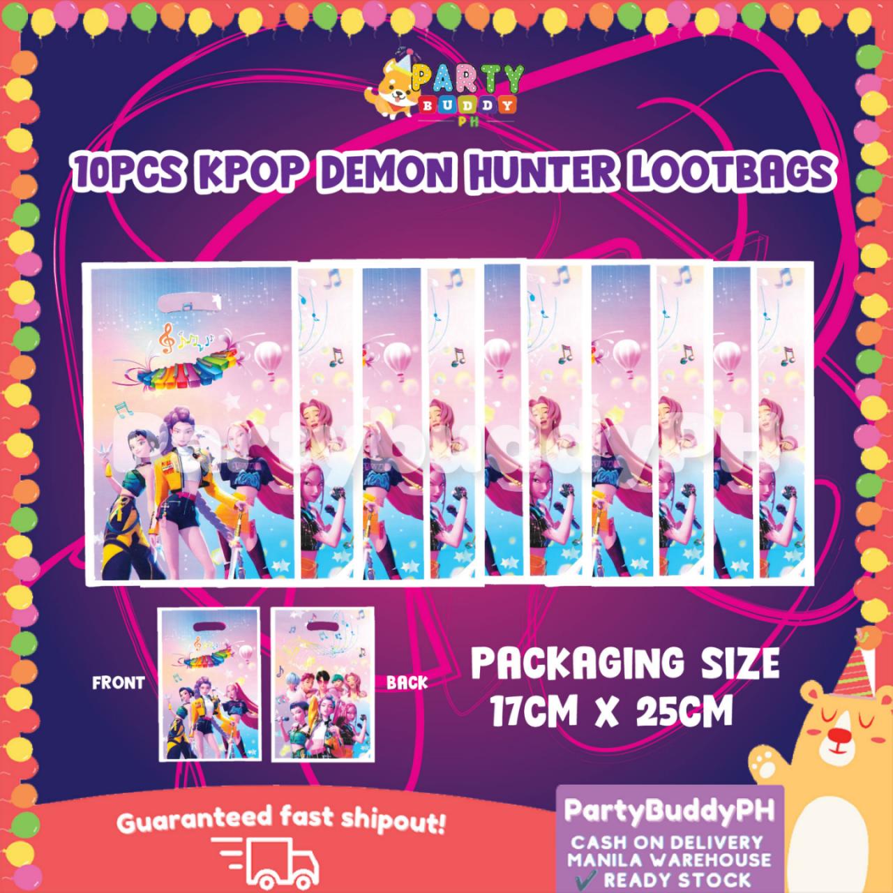 10 pcs K-Pop Demon Hunter Huntrix Saja Themed Loot Bags for Kids Party Favors Unisex New Birthdays Parties sold by Partybuddpyh