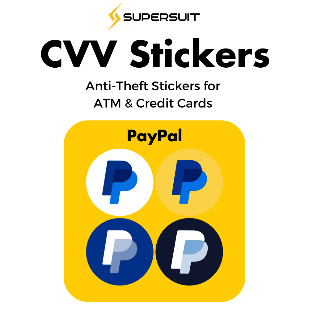 Supersuit Bank CVV Stickers 4Pcs (Anti-Theft Waterproof Stickers for ATM Credit Debit Cards)