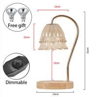 Slamp Candle Warmer christmas lights Dimmable Large Size Aromatherapy Candlelight Metal + Solid Wood Candle Lamp Energy Saving Scented Bedside Lamp For Bedroom、Study Office、Living Room [ With 2 Free Halogen Bulbs]