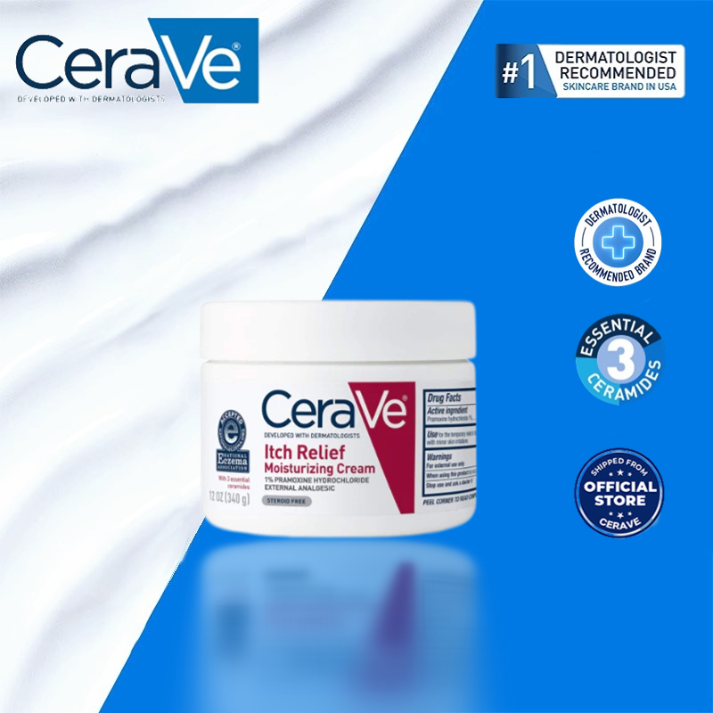 CeraVe Itch Relief Moisturizing Cream Antibacterial Anti Eczema Body Moisturizer Cream 340g