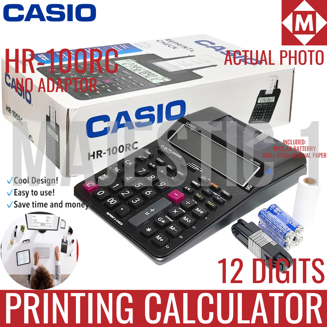 CASIO Adding Machine Printing Calculator HR-100RC 12 Digits (NO ADAPTOR)