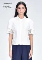 KASHIECA by Rhett Eala Womens Lace-Collared Puff Sleeve Blouse (ASF5124)