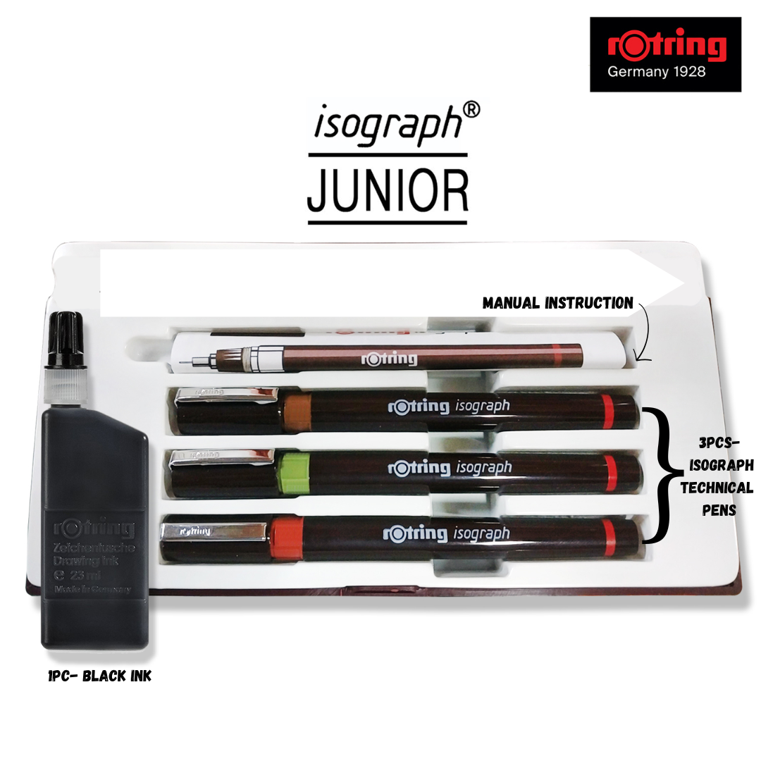 rOtring Isograph Junior Technical Drawing Pen Set - for College Drafting Architecture Engineering School Office