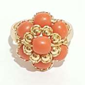 10k Coral Corales Flower Ring Jewelry With Box