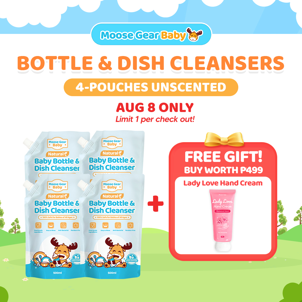Moose Gear Baby Bottle Cleanser 4PACKS 500ml (Unscented) Antibacterial Resealable Leak Proof Cap