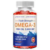 Dầu cá Omega-3 DHA hàm lượng cao gấp 3 lần (3600 mg) | Hơn 2100 mg Axit béo Omega-3 (gồm 860 mg DHA & 1300 mg EPA) | Nguồn axit béo thiết yếu chất lượng hàng đầu | Dầu cá cao cấp từ cá đánh bắt tự nhiên không gây tiêu chảy | Hộp 120 viên nang mềm