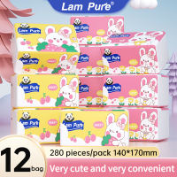 【12 Packing 】LamPure Hanging Tissue Cute Rabbit  4-Ply Soft & Skin-Friendly (170x140mm) 70 Pulls (240 Sheets) - FREE Hanger Gift