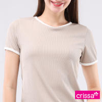 Crissa Special Textured Knits Short Sleeves Blouse COLT16-0024 [Tops for women]
