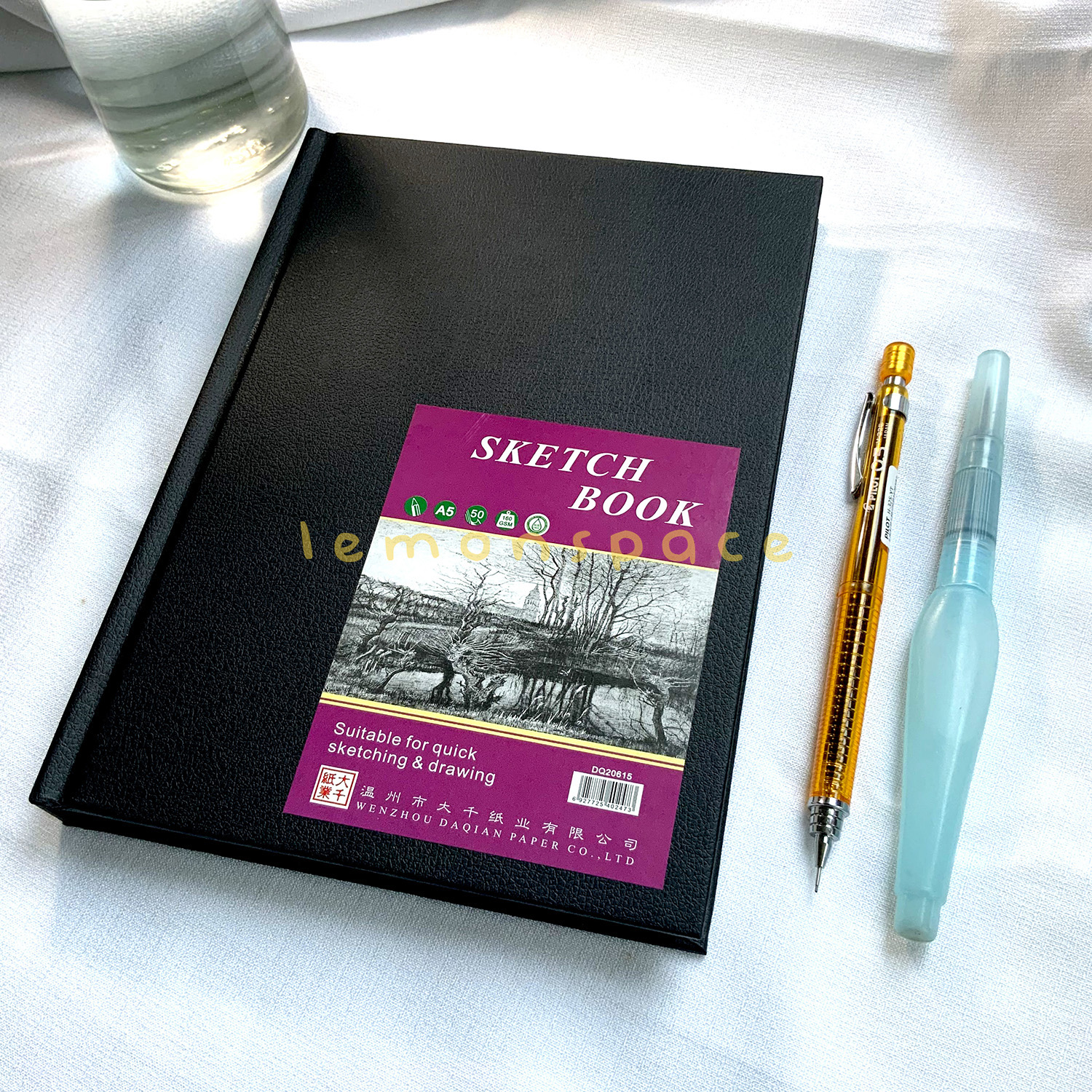 LESPI A3 A4 A5 Black Hardbound Sketch Book 110gsm 160gsm 180gsm notebook journal (lemonspace)