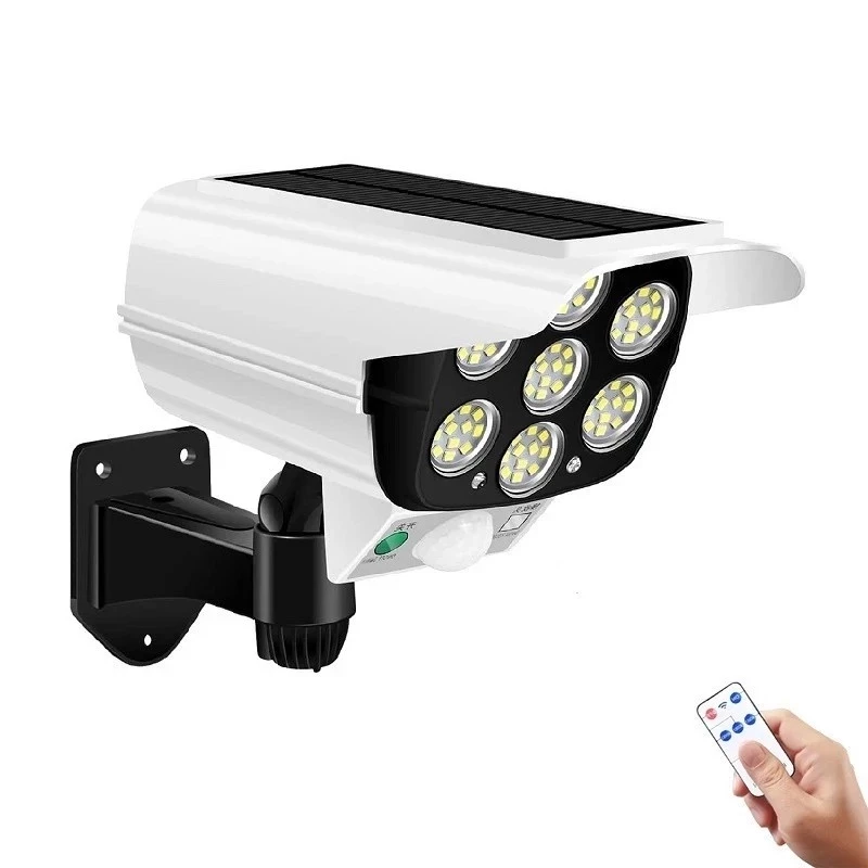 77LED Outdoor Solar Sensor Wall Light Security Dummy Camera Waterproof Human Induction Street Lamp
