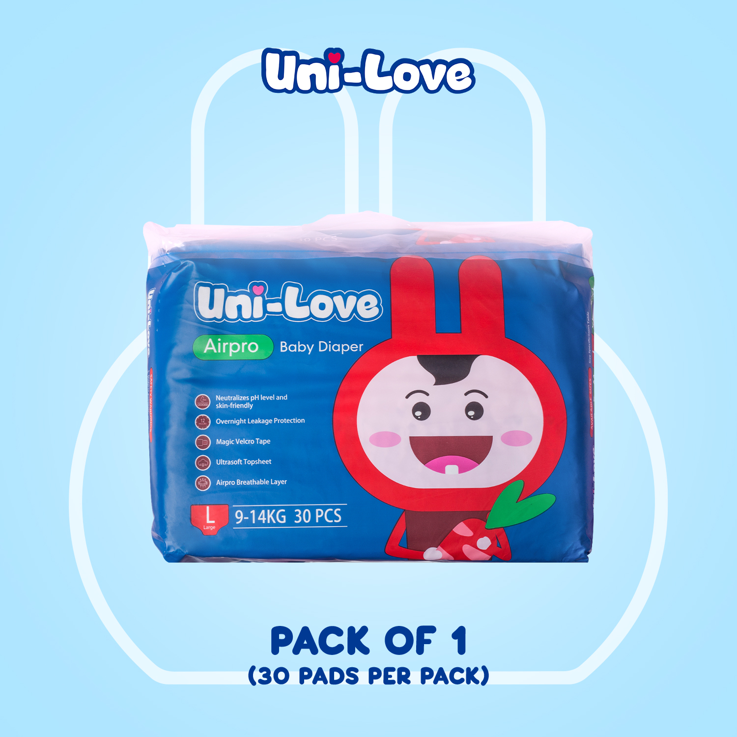 UniLove Airpro Baby Diaper 30s (NB - L) - Hypoallergenic | Super Absorbent | Ultrasoft | Neutralizes PH Level | Double Leakguard | Taped type | Breathable