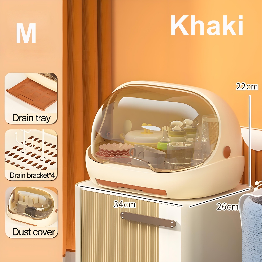 Babelovey Baby Bottle Storage Organizer Dryer Portable Large Bottle Storage Box Dust-proof Drying Rack Milk Powder Box