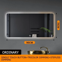 Zivon Rectangle Bathroom Mirror With Light Wall Mounted Tri-color Led Vanity Mirror Smart Frameless Makeup Mirror New Style Beauty Wall Decor