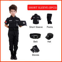 Police Officer Career Costume for Kids Boys Girls SWAT Uniform Children Policeman Cosplay Clothing Gift-Long/Short Sleeve Set Party Cosplay Costume