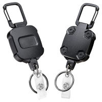 Heavy Duty Retractable Badge Holder with Belt Clip Key Ring Retractable Keychain ID Reels Holders