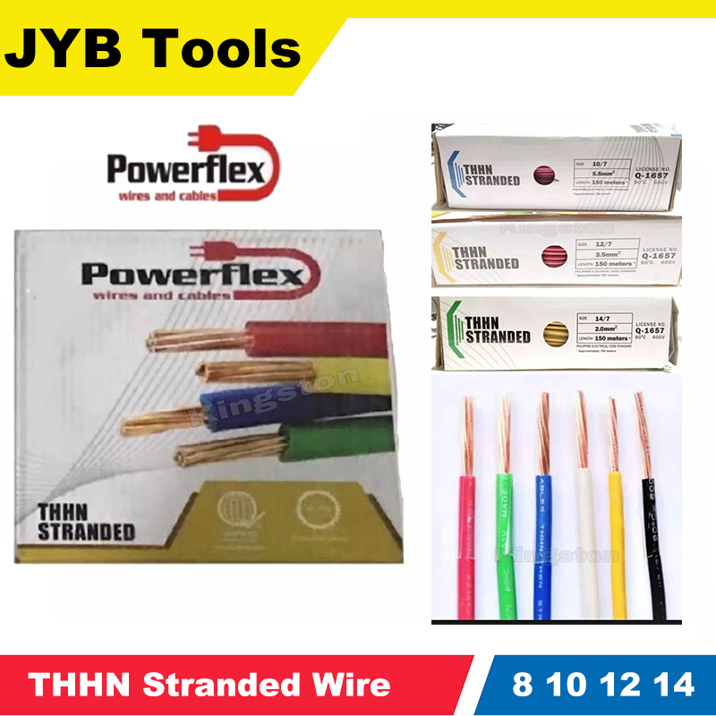 JYB Tools Powerflex THHN Stranded Wire 14/7 12/7 10/7 8/7 150 meters