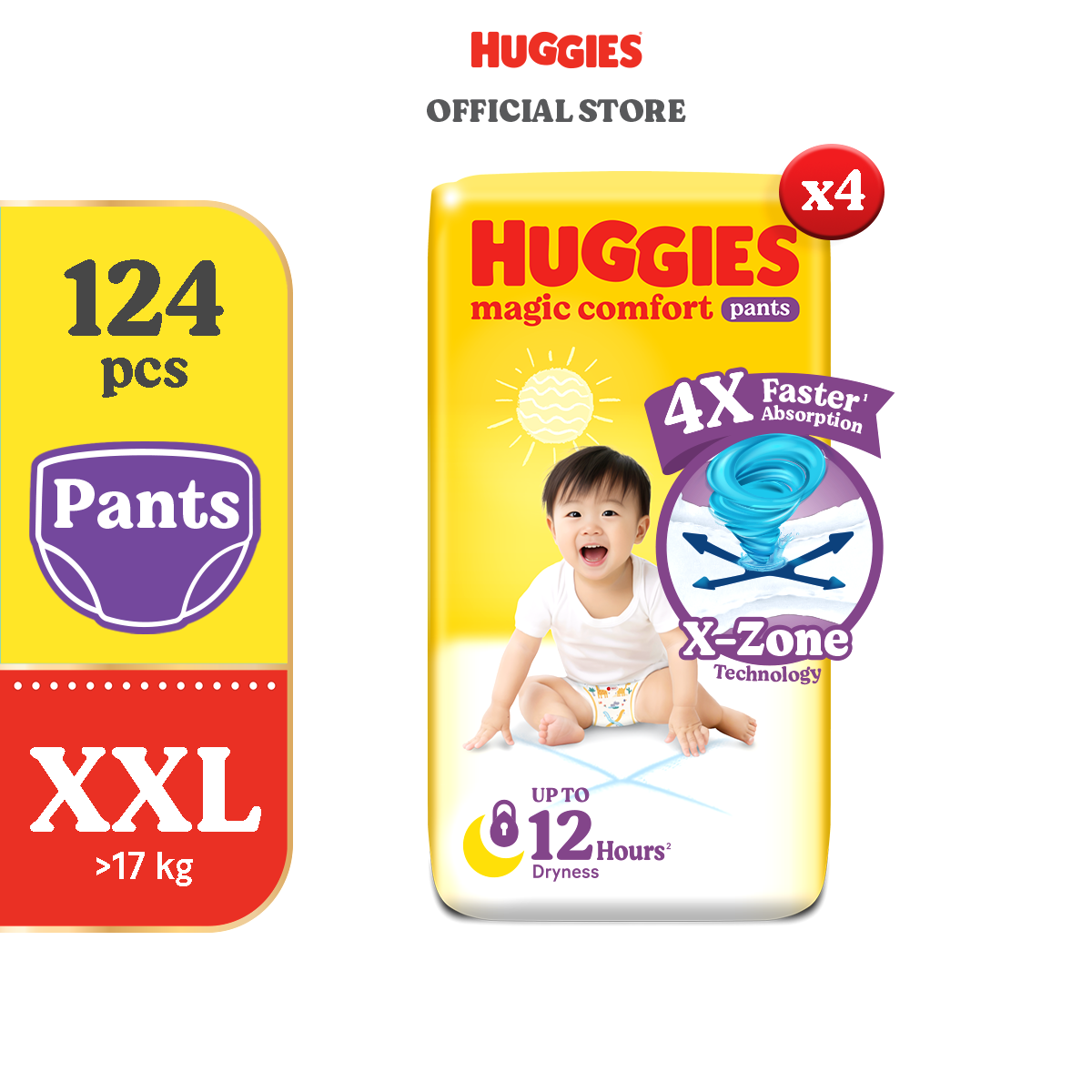 Huggies Magic Comfort Pants XXL - 31 pcs x 4 packs (124 pcs)