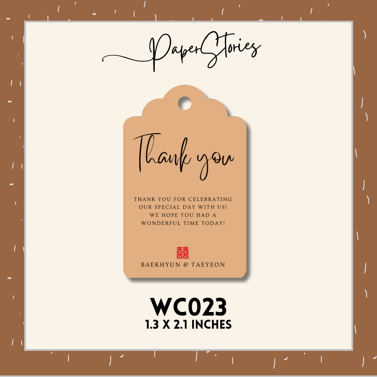 20 or 60 pcs Generic or Personalized Thank you Cards | Customized Gift Tags | Custom Cut 1.3x2.1 in | Special Wedding Birthday Christening Purchasing Tinghun