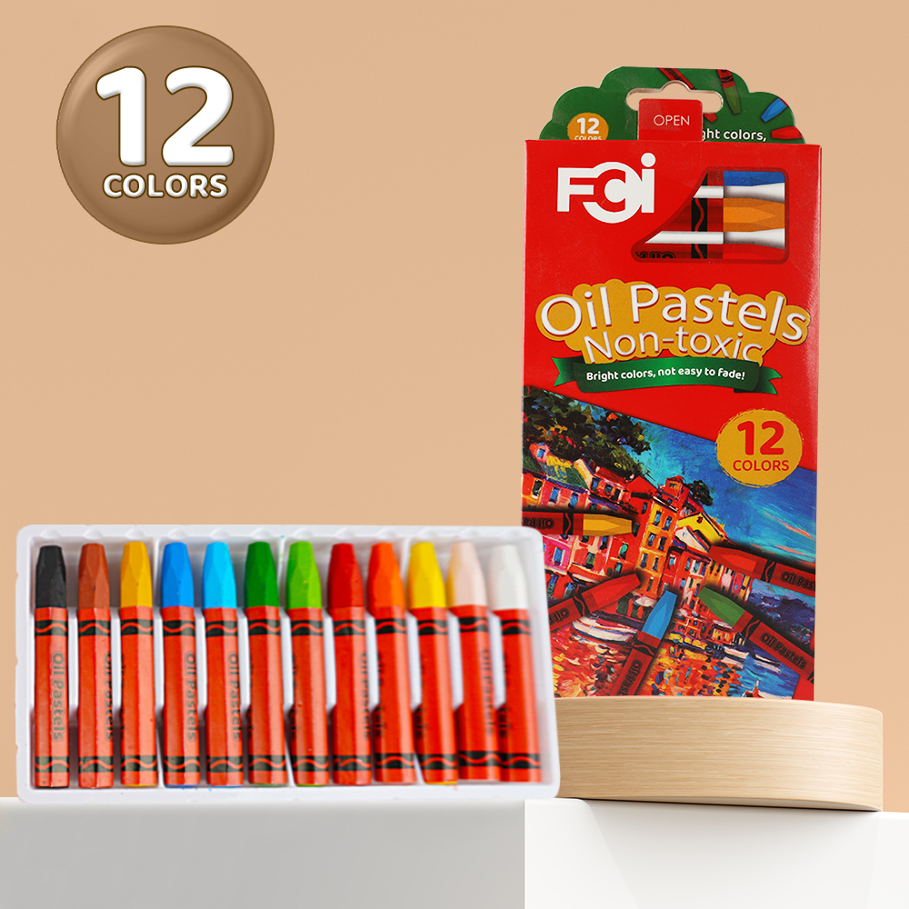 FCI Oil Pastel 8/12/18/24 Colors | Soft Drawing Professional Art Pastels Non-Toxic Washable Crayon Set for Kids Students Painting & Creative Projects