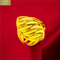 ASIX GOLD Original 18k Saudi Gold Women Wave Pattern Ring Mothers Day Gift