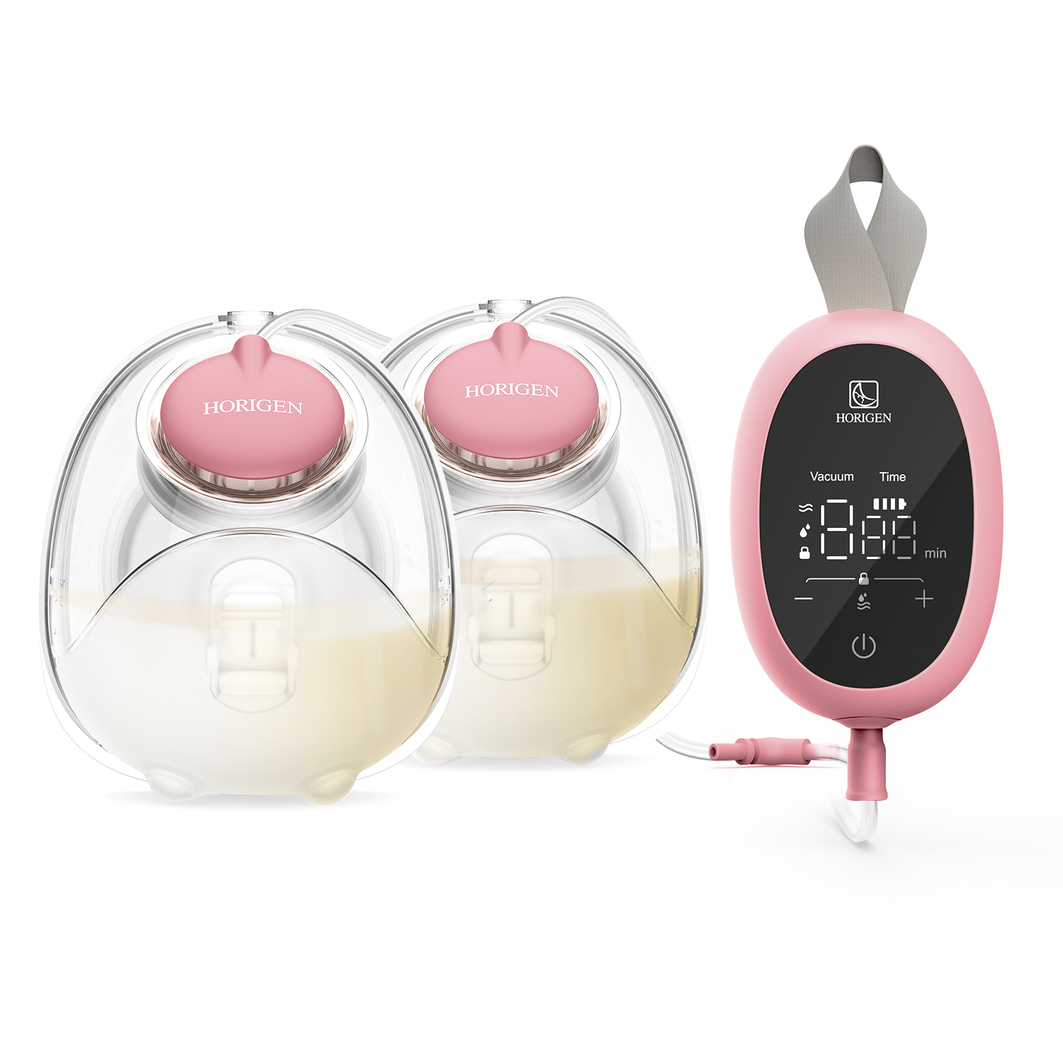 Horigen Decent Go Hands-free Double Electric Breast Pump with Collection Cups Wearable Breast Pump Silent Rechargeable Breastfeeding Cups Soft Silicone with 180ml/6oz Bottle D6