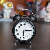 Silent Alarm Clock Metal Ringing Alarm Clock Creative Simple Bedside Clock With Night Light