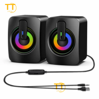 Tri-Town Computer Wired Bluetooth Speakers Audio Sound Bully Speaker Wired USB-Powered PC Speakers with 10W Stereo SoundGaming Sound-bar Speakers for PC Desktop Computer Laptop Monitor TV Desktop Long Multimedia Plug-in Card