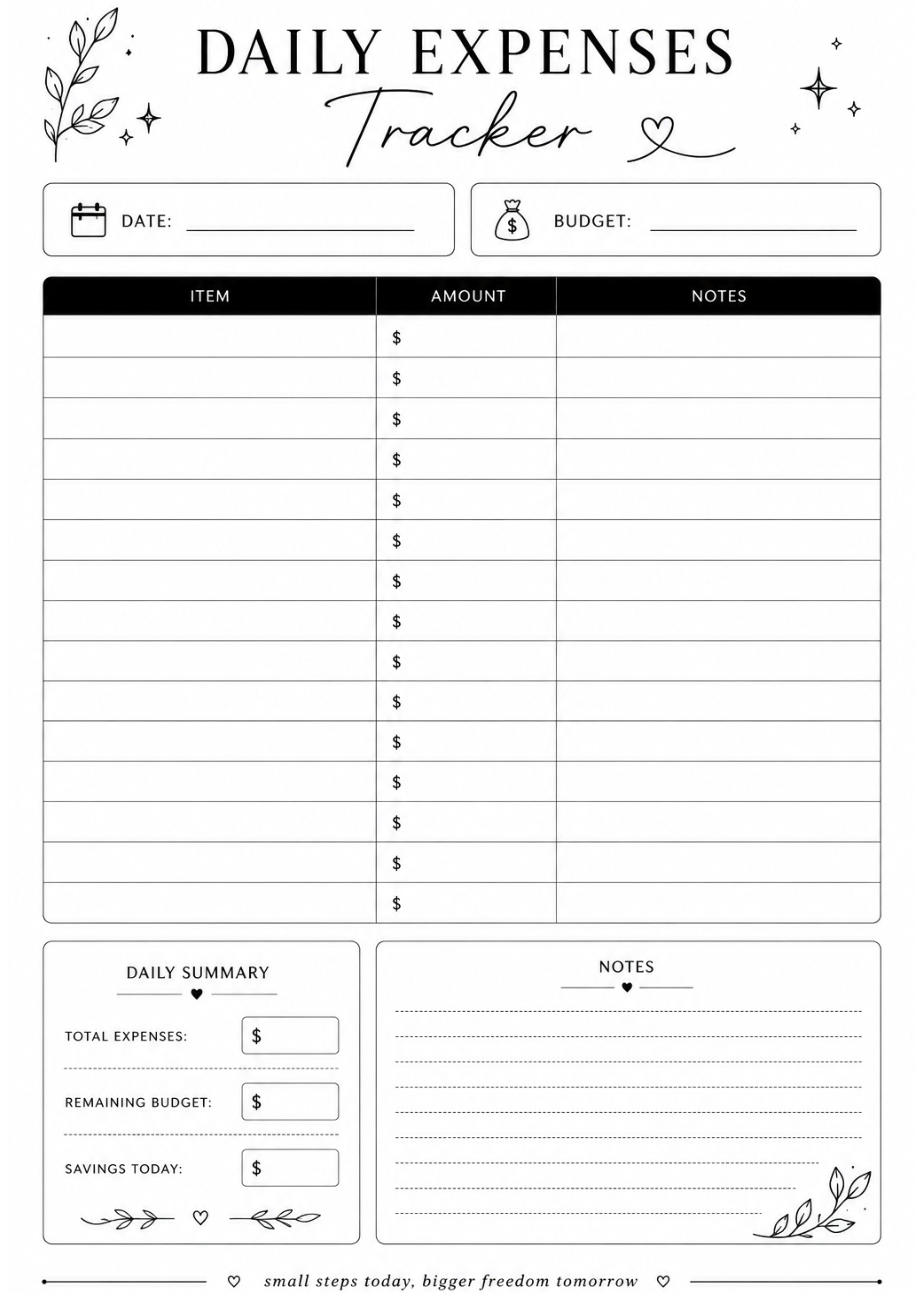 Expenses Daily Record Tracker Notepad A6 & A5 size