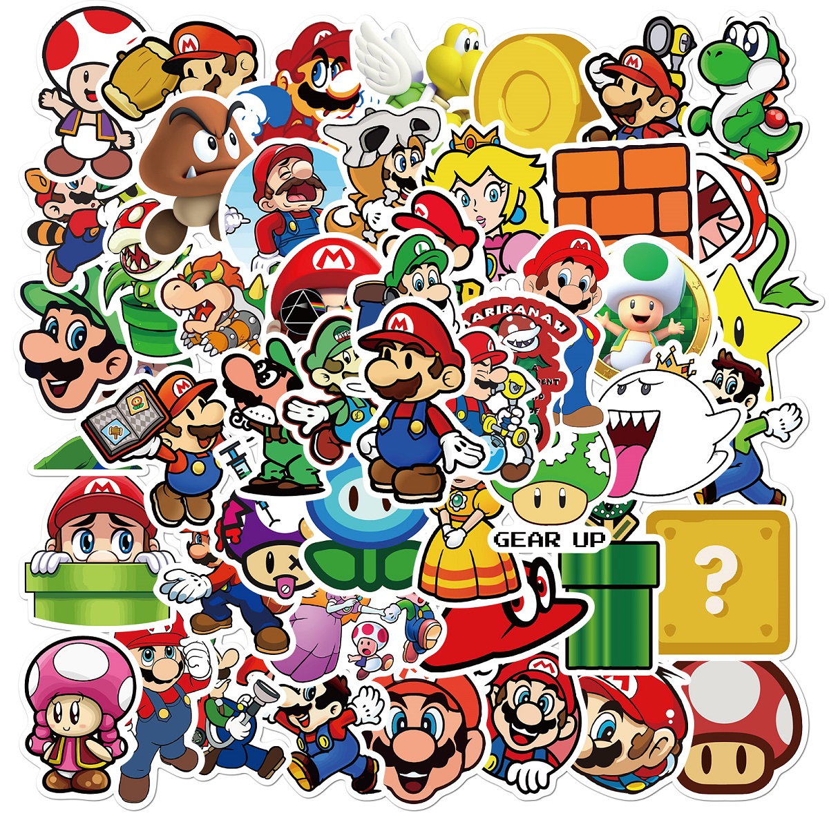Super mario bros cartoon Sticker 50Pcs/Set DIY laptop waterproof tumbler Decals Doodle Stickers
