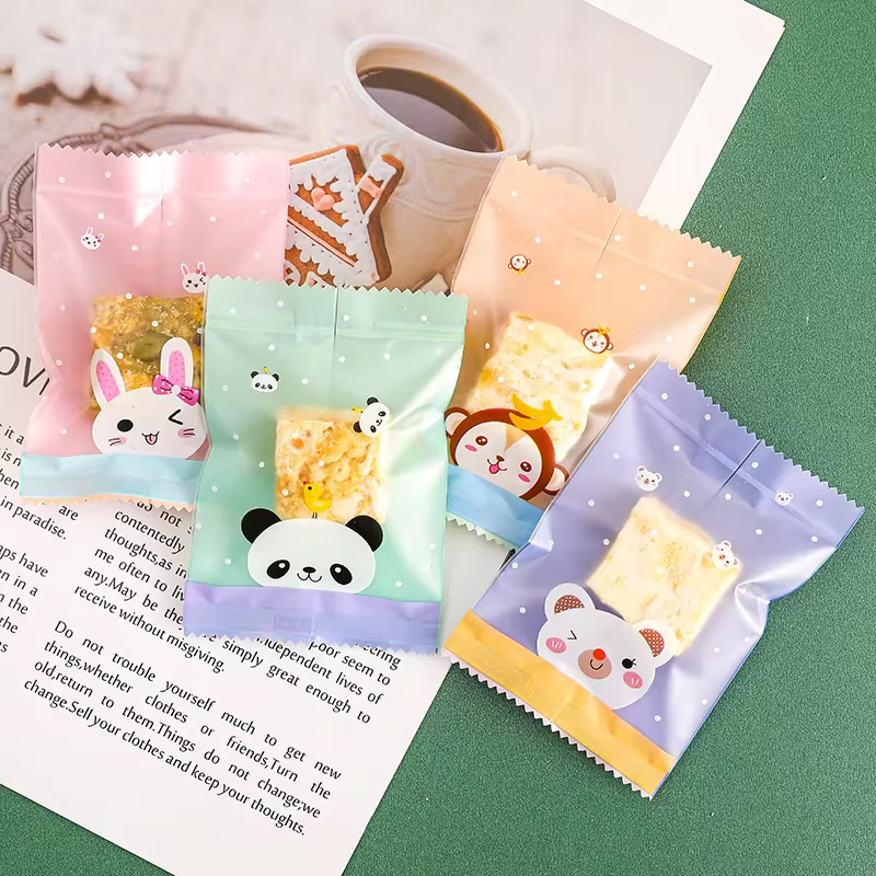 100pcs Floral Cookie Plastic Bag Sealing Pastry Heat Seal Wrapper Polvoron Candy Plastic DIY Homemade Packaging Bag 5.5x8.5cm
