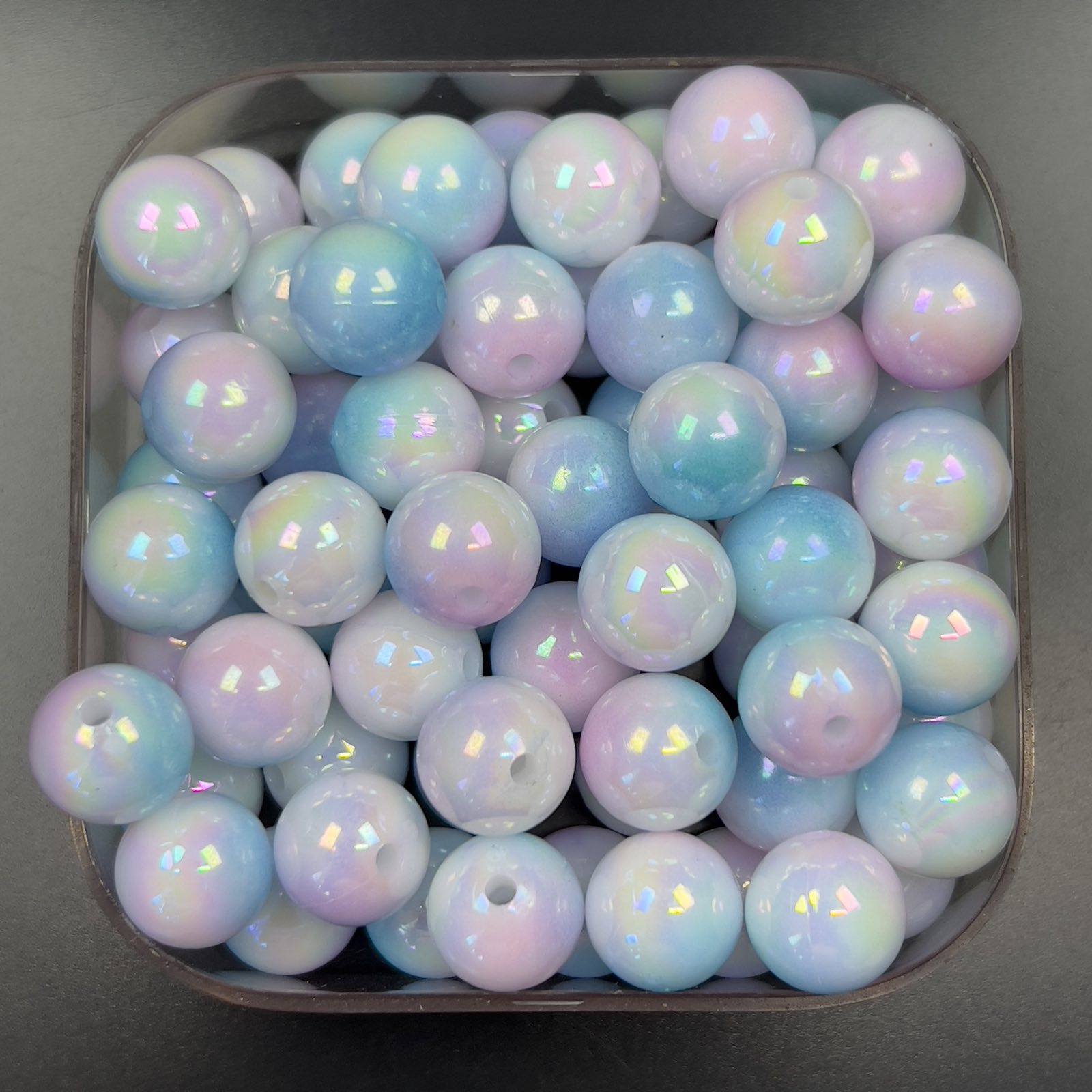 Veeds 30 Pcs Smooth Round Blue Pink Bead 10mm Gradient DIY Beads Art and Craft