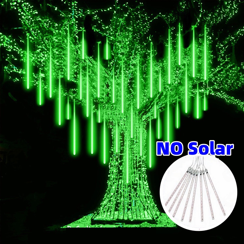 Solar/Plug in meteor tube waterproof 8 tube meteor shower lamp Christmas Ramadan decoration Christmas tree decoration Rainbow lights for outdoor courtyard garden and shopping mall decoration