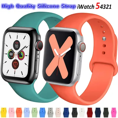 Silicone Strap For Apple Watch band 44 mm 40mm 38mm 42mm Rubber wristband Sport belt bracelet i Watch serie 5 4 3 2 40 38 42 44mm