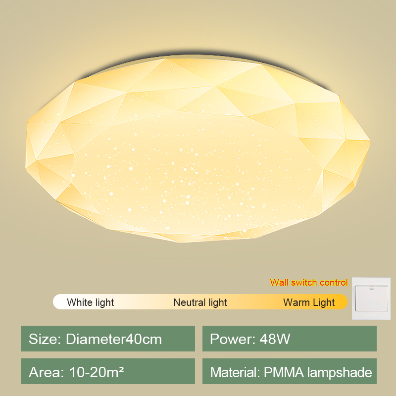 LED Modern Ceiling Light Tri Color For Living Room Bedroom Diamond Ceiling Lamp