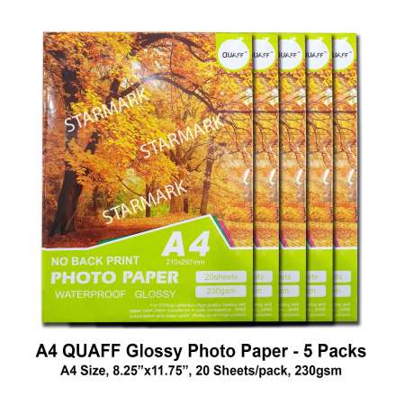 Quaff Glossy Photo Paper - A4 Size, 20 sheets/pack