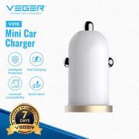 VEGER V01S Mini Dual USB Ports Fast Car Charger 2.4A Fast Charging Smart Power Car Charger Universal Use Cigarette Lighter 2 USB Car Charger Quick Charging Adapter for Iphone Samsung Galaxy OPPO VIVO Realme Xiaomi Infinix Tecno Huawei Honor Smartphones