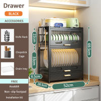 GSlife 2/3-Tier Kitchen Dish Cabinet Dustproof Insect-proof Multifunctional Countertop Organizer Kitchen Storage Cabinet