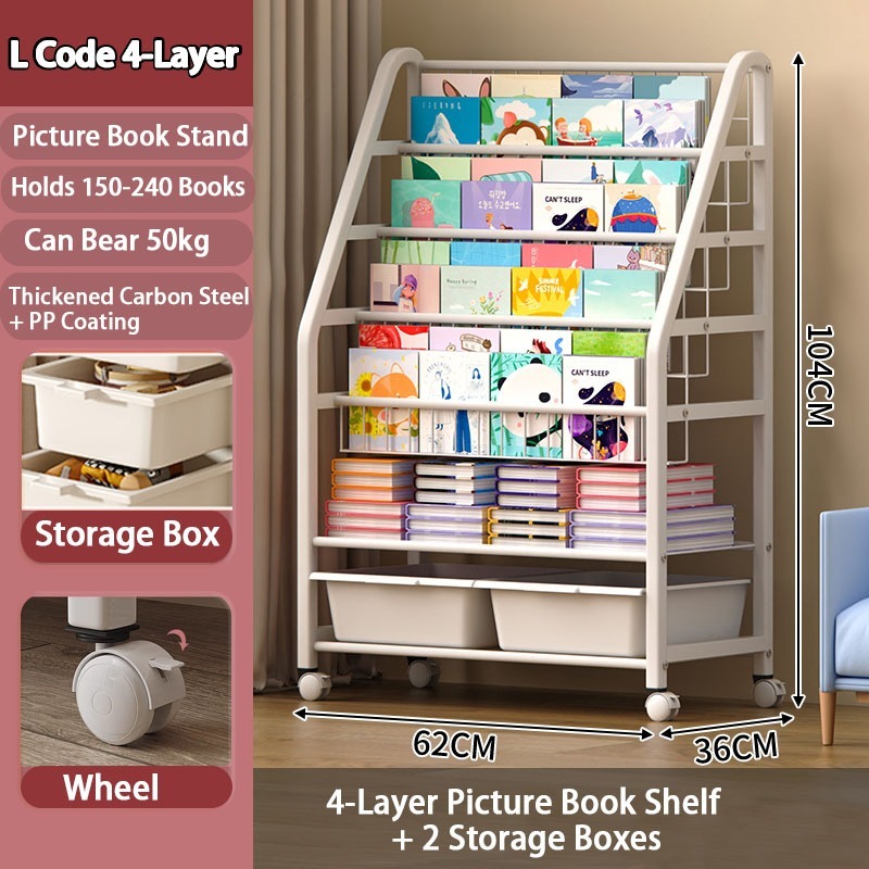 Playpark Kids Bookshelf Toy Organizer Storage Rack Book Shelf for Kids Book Shelf Organizer Shelves Multifunctional Bookcase