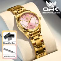 OPK Watch For Woman Waterproof Original Stainless Steel Quartz Watches Relo Fashion Casual Gold Ladies Watch Model 6002