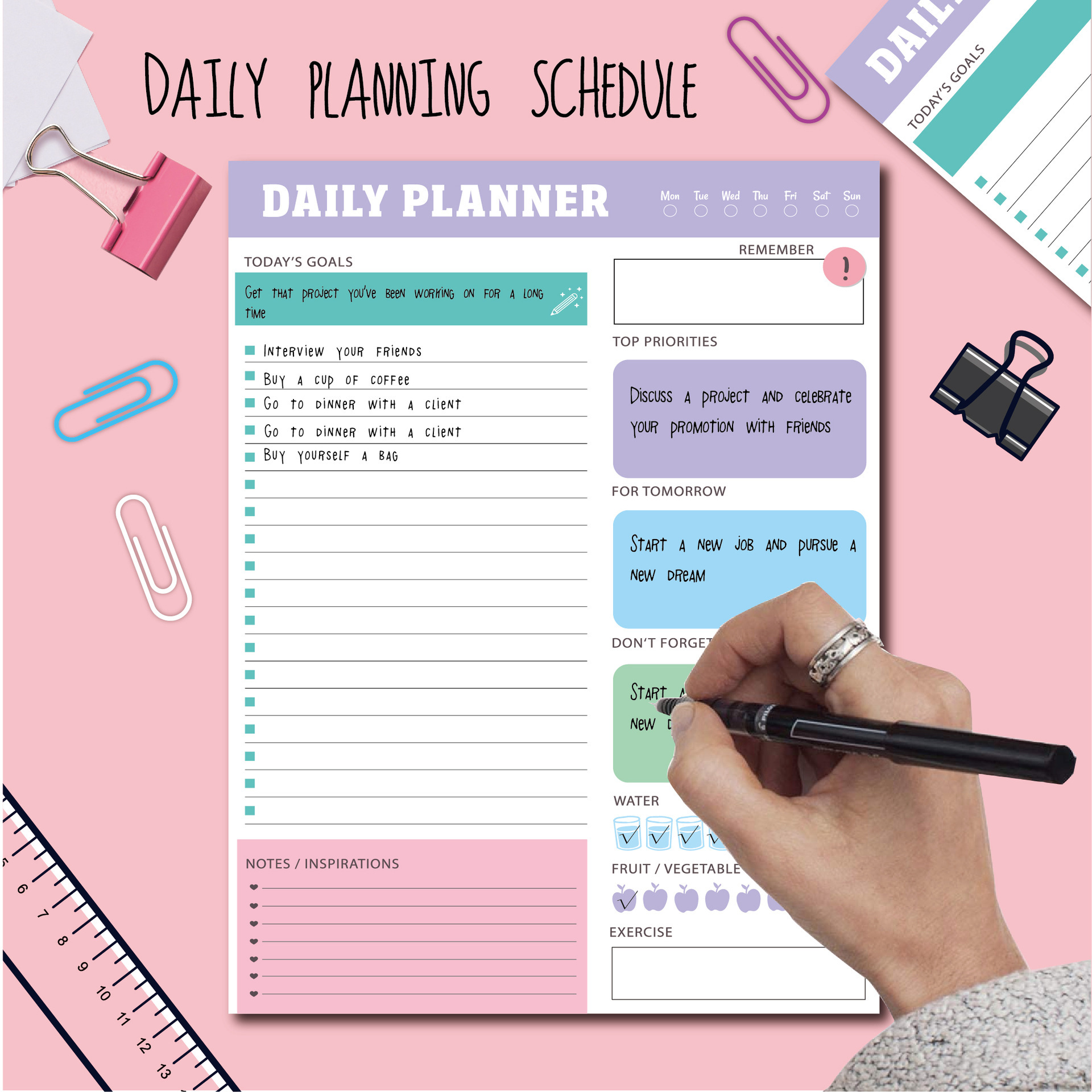 50 pages English Daily Plan/To Do Notepad